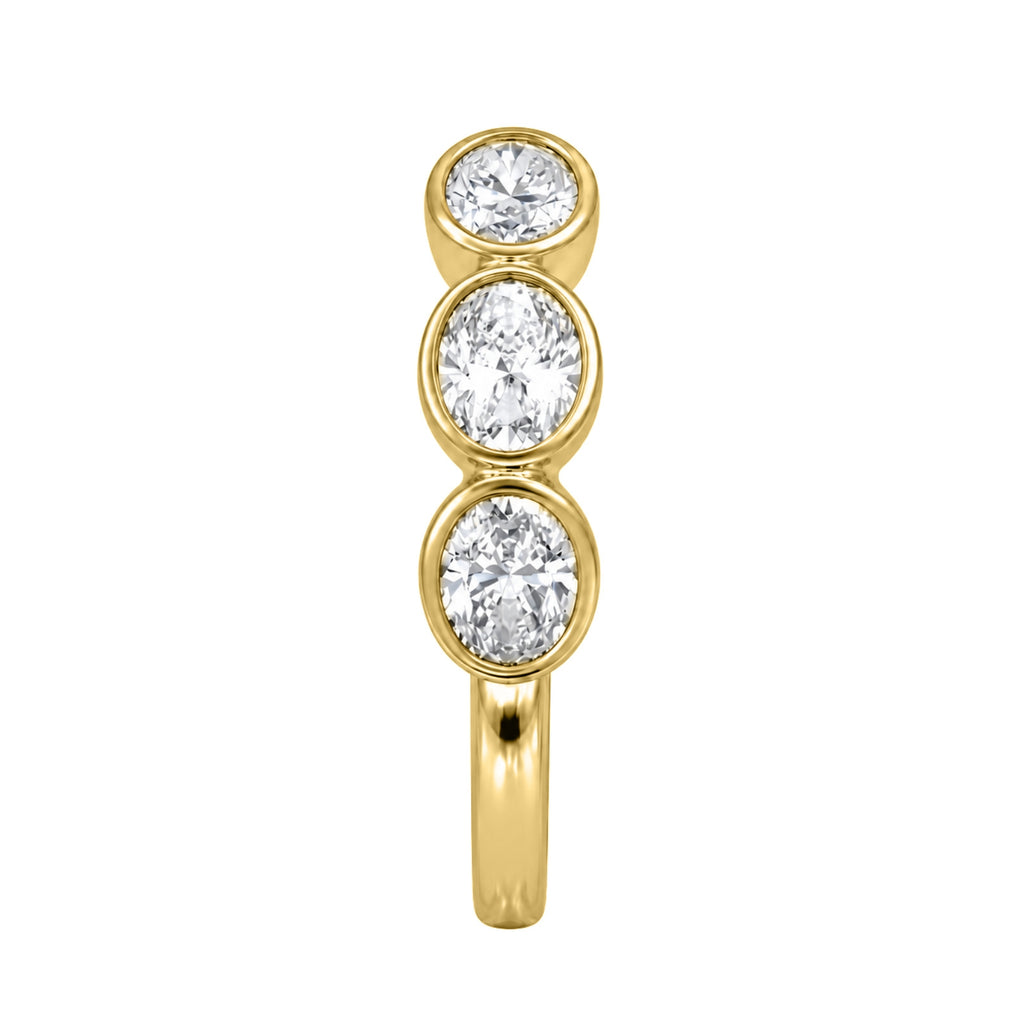 3.00 Carat T.W. Oval-cut Lab Grown Diamond (F/VS+) 14K Gold Bezel Set 5 Stone Band Ring