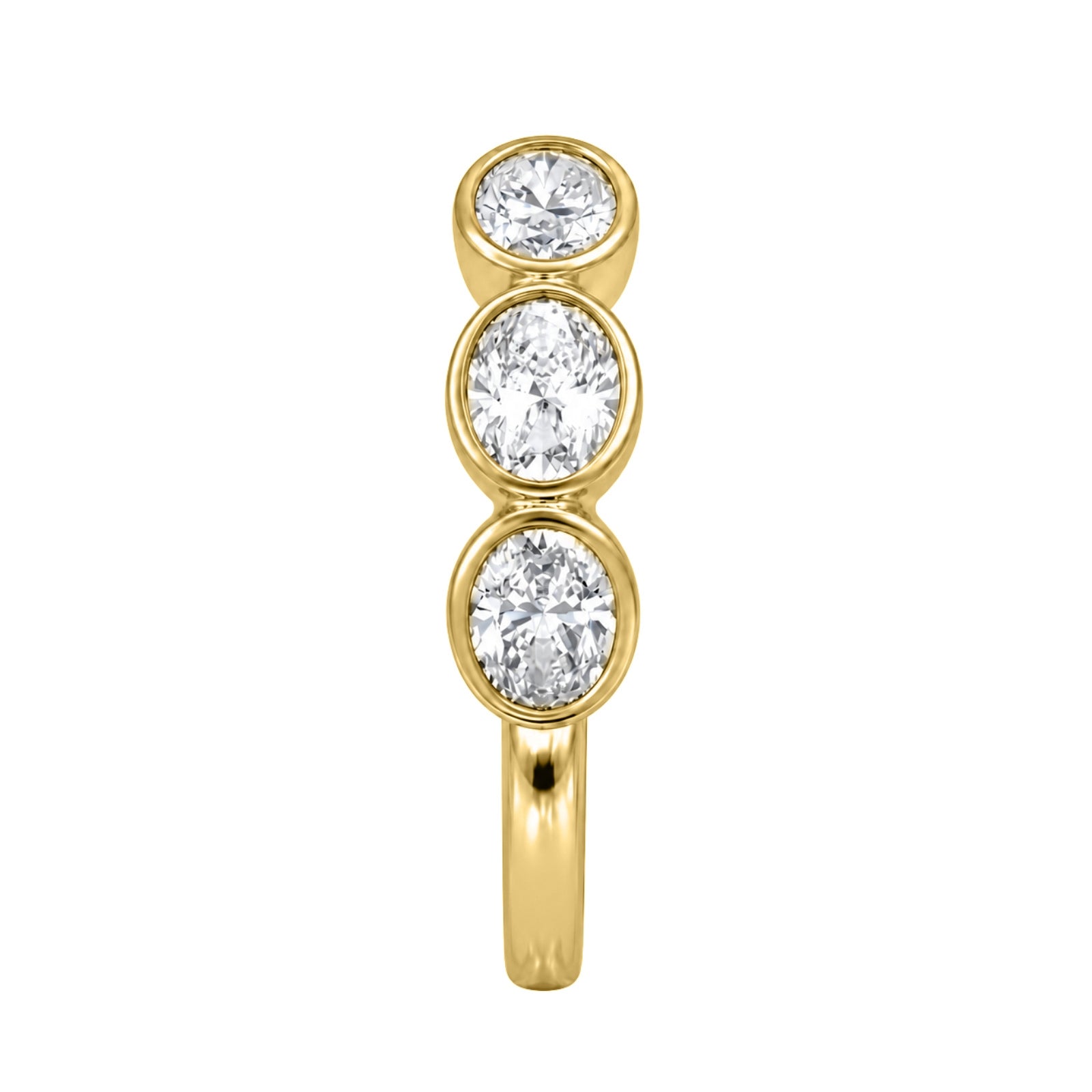 3.00 Carat T.W. Oval-cut Lab Grown Diamond (F/VS+) 14K Gold Bezel Set 5 Stone Band Ring