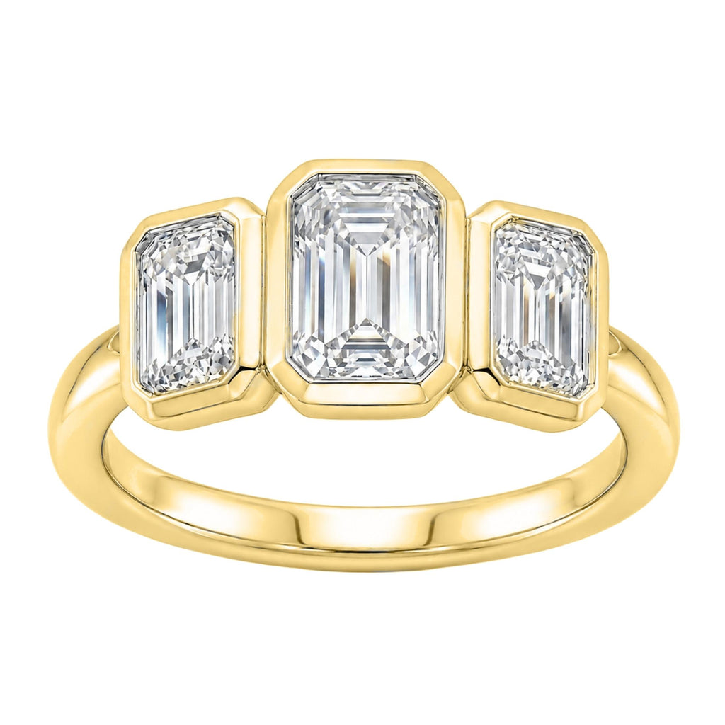 Diamonair 3 Stone Bezel Ring set - Lab Grown Diamond 14K Gold 3 Stone Bezel Ring