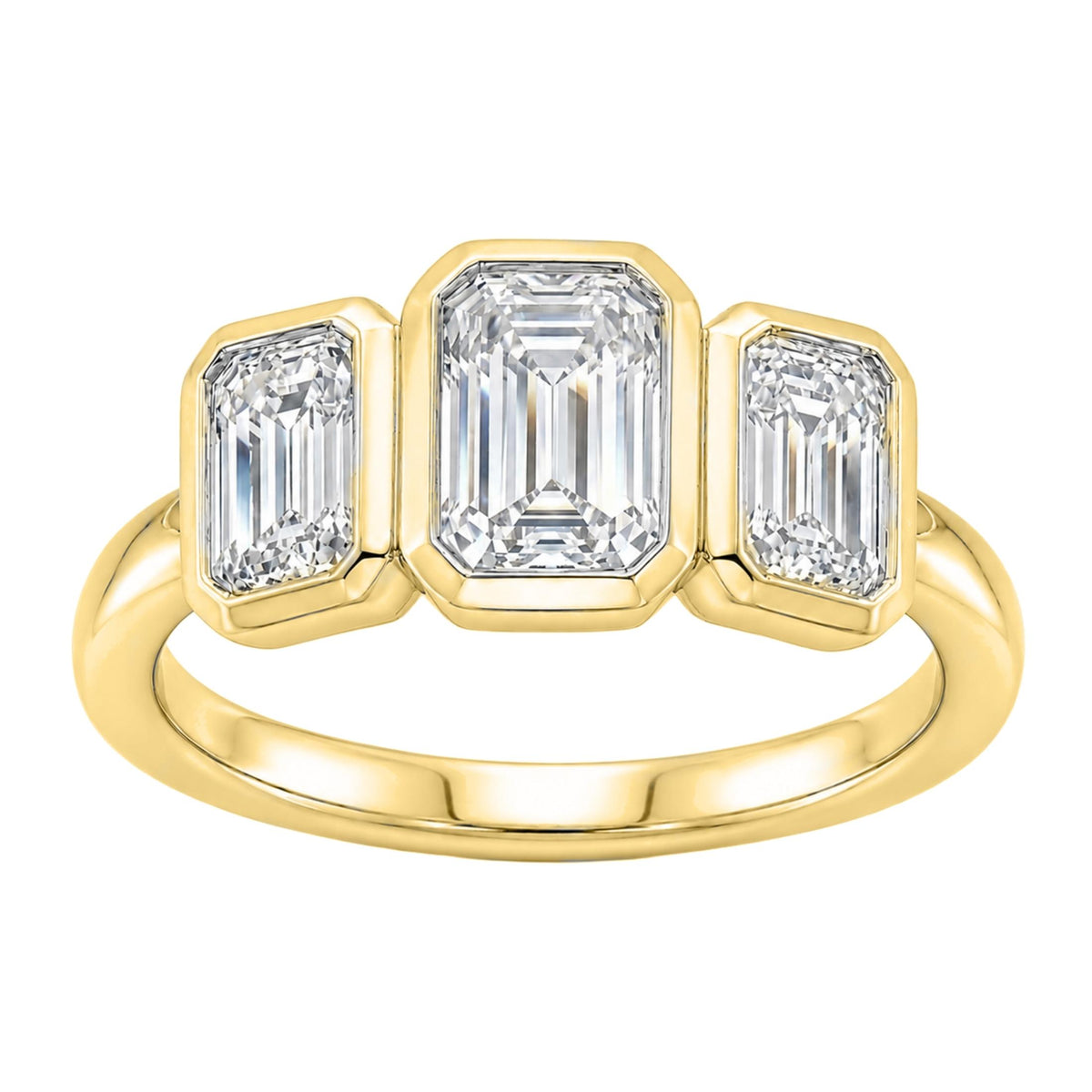 Diamonair 3 Stone Bezel Ring set - Lab Grown Diamond 14K Gold 3 Stone Bezel Ring