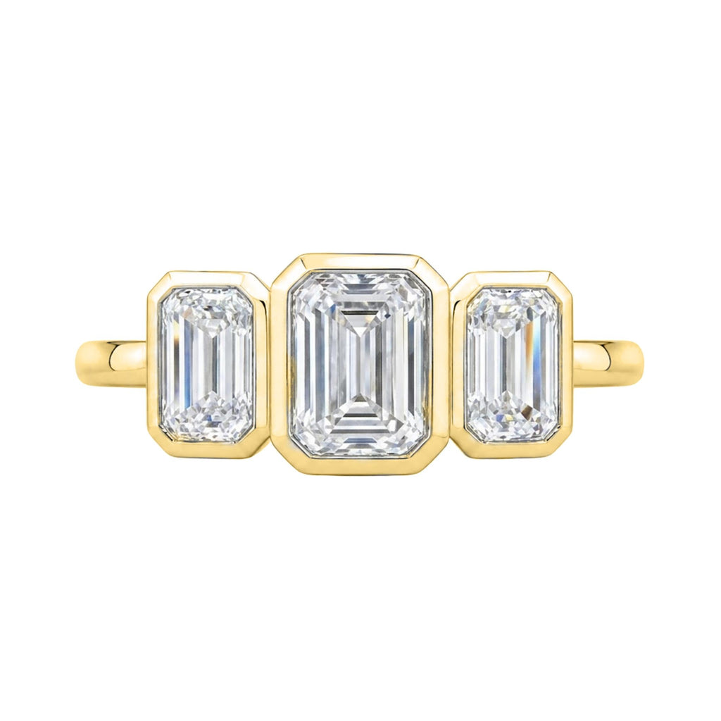 Diamonair 3 Stone Bezel Ring set - Lab Grown Diamond 14K Gold 3 Stone Bezel Ring