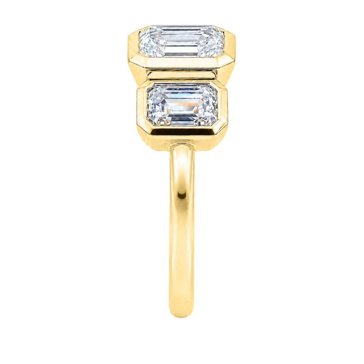 Diamonair 3 Stone Bezel Ring set - Lab Grown Diamond 14K Gold 3 Stone Bezel Ring