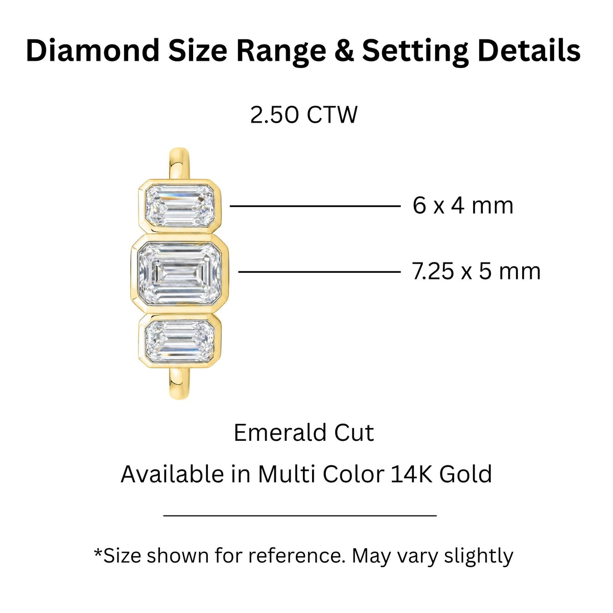 Diamonair 3 Stone Bezel Ring set - Lab Grown Diamond 14K Gold 3 Stone Bezel Ring