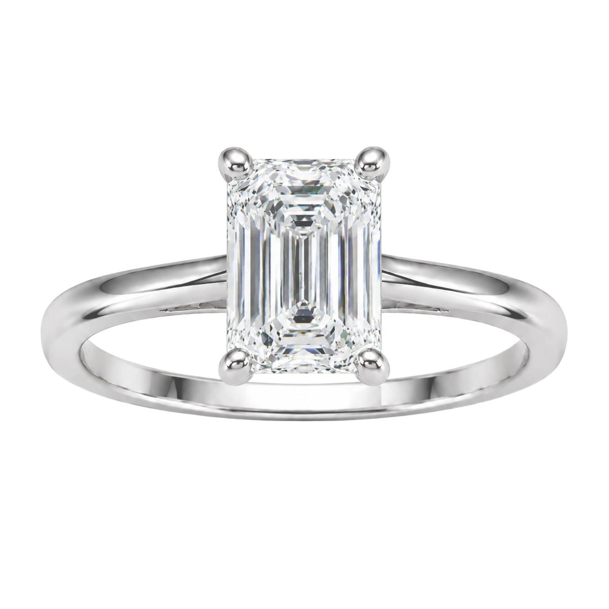 1.00-6.00 Carat T.W. Emerald-cut IGI Certified Lab Grown Diamond (F/VS+) 14K Gold Solitaire Ring