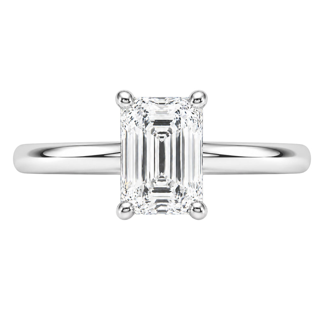 1.00-6.00 Carat T.W. Emerald-cut IGI Certified Lab Grown Diamond (F/VS+) 14K Gold Solitaire Ring
