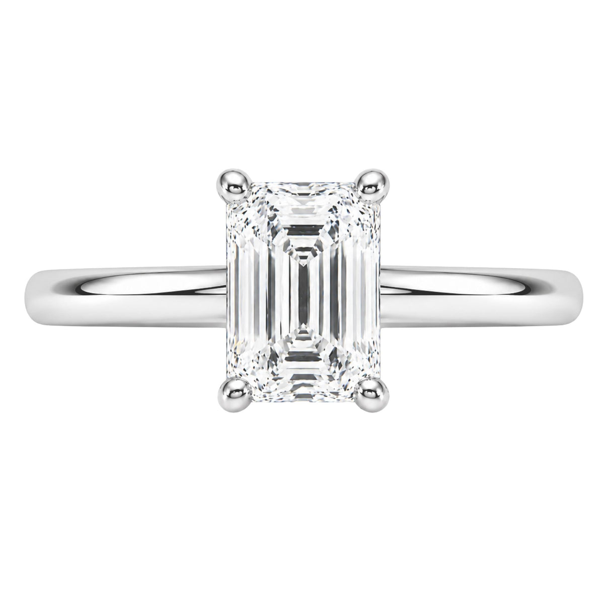 1.00-6.00 Carat T.W. Emerald-cut IGI Certified Lab Grown Diamond (F/VS+) 14K Gold Solitaire Ring