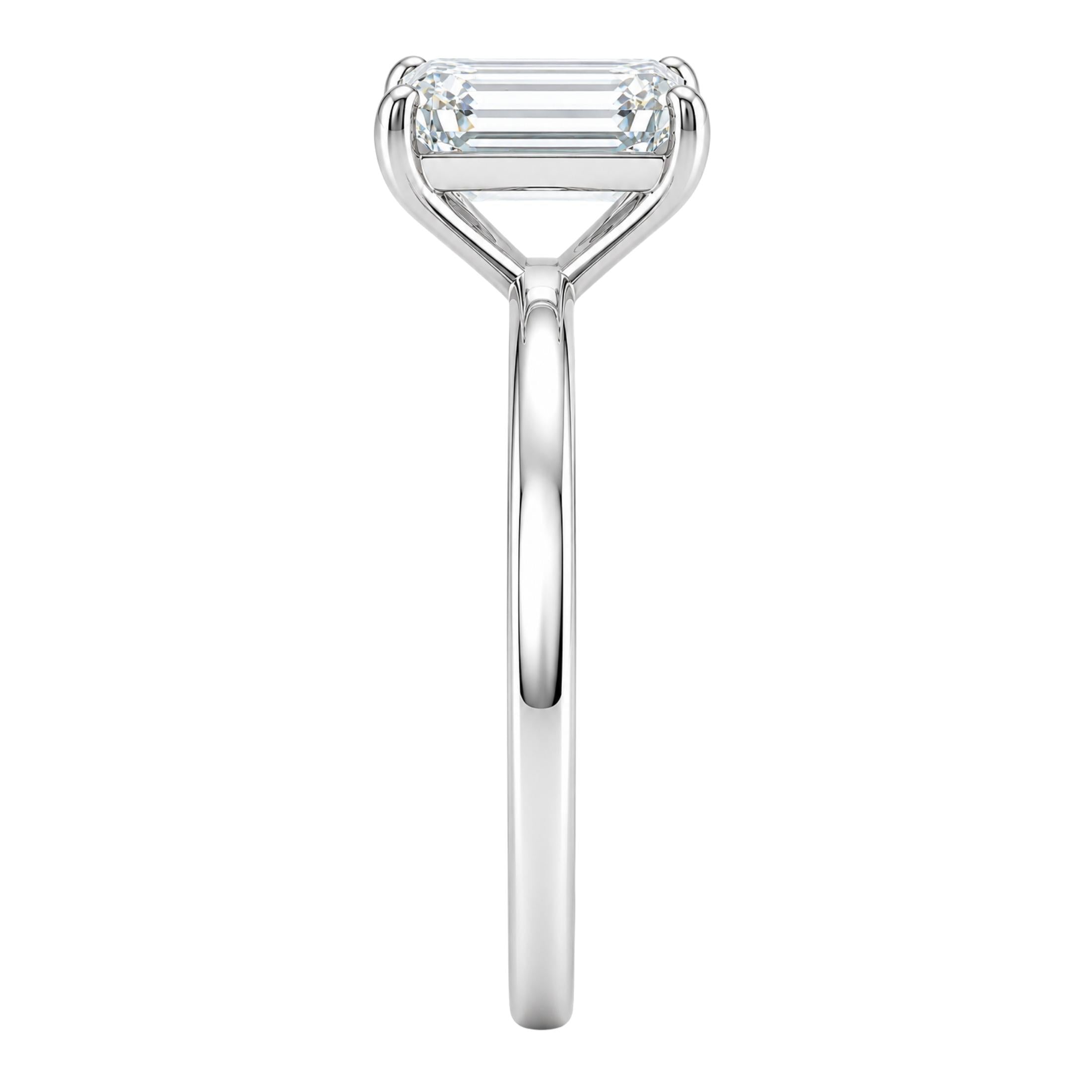 1.00-6.00 Carat T.W. Emerald-cut IGI Certified Lab Grown Diamond (F/VS+) 14K Gold Solitaire Ring