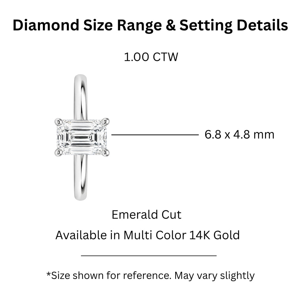 1.00-6.00 Carat T.W. Emerald-cut IGI Certified Lab Grown Diamond (F/VS+) 14K Gold Solitaire Ring