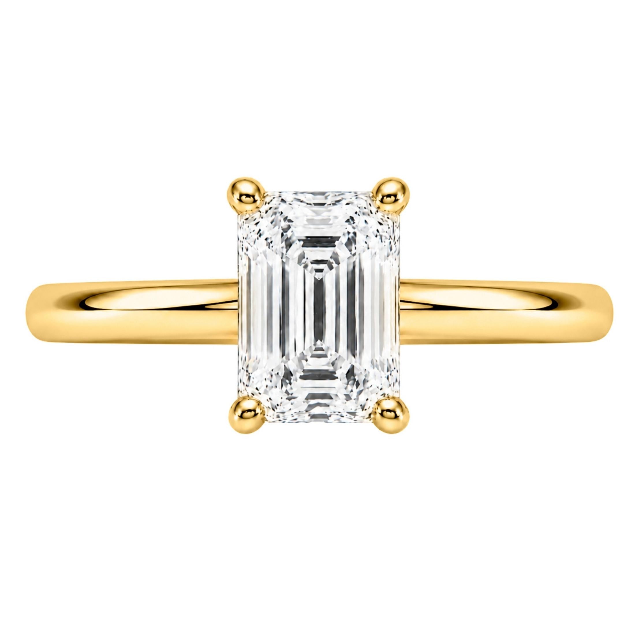 1.00-6.00 Carat T.W. Emerald-cut IGI Certified Lab Grown Diamond (F/VS+) 14K Gold Solitaire Ring