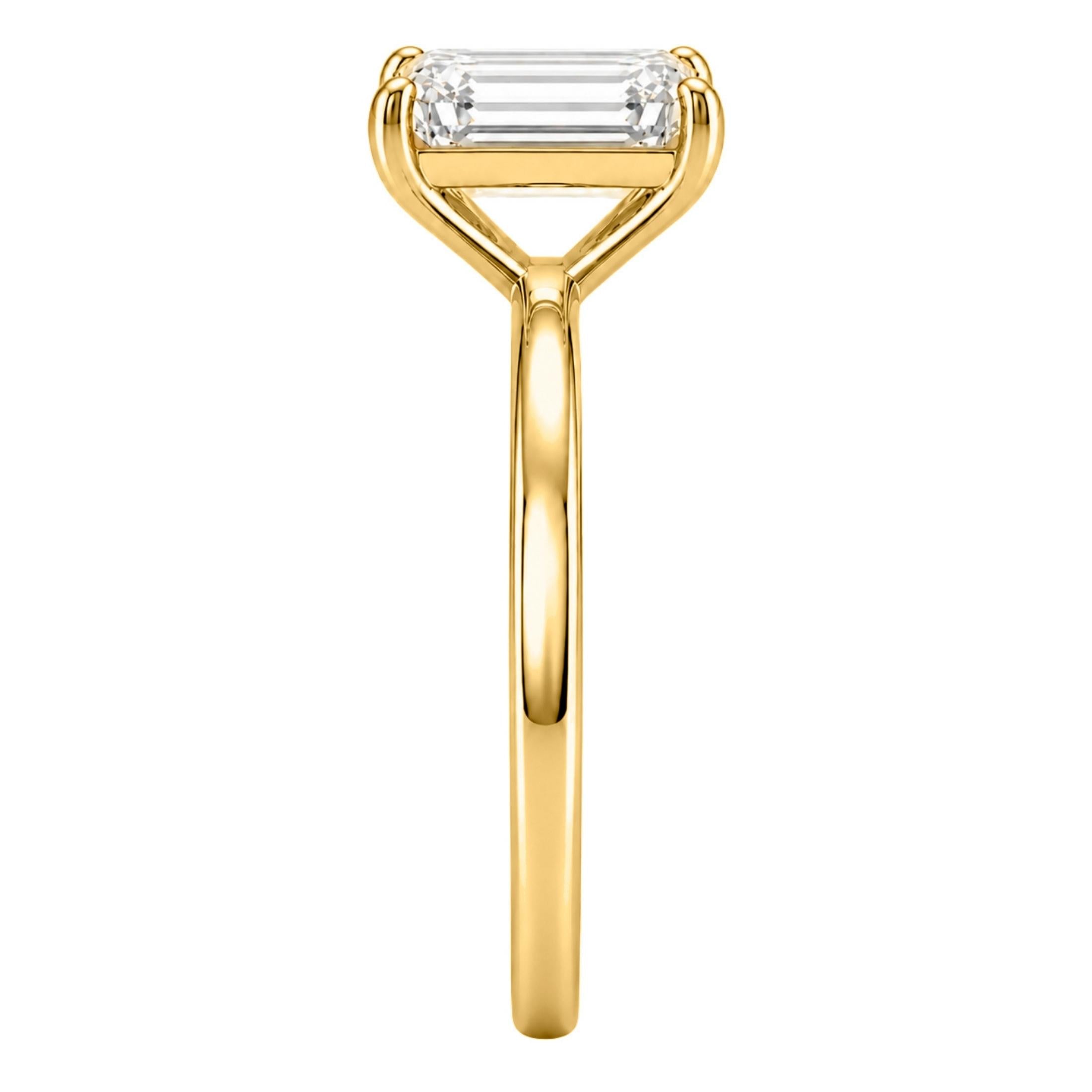 1.00-6.00 Carat T.W. Emerald-cut IGI Certified Lab Grown Diamond (F/VS+) 14K Gold Solitaire Ring