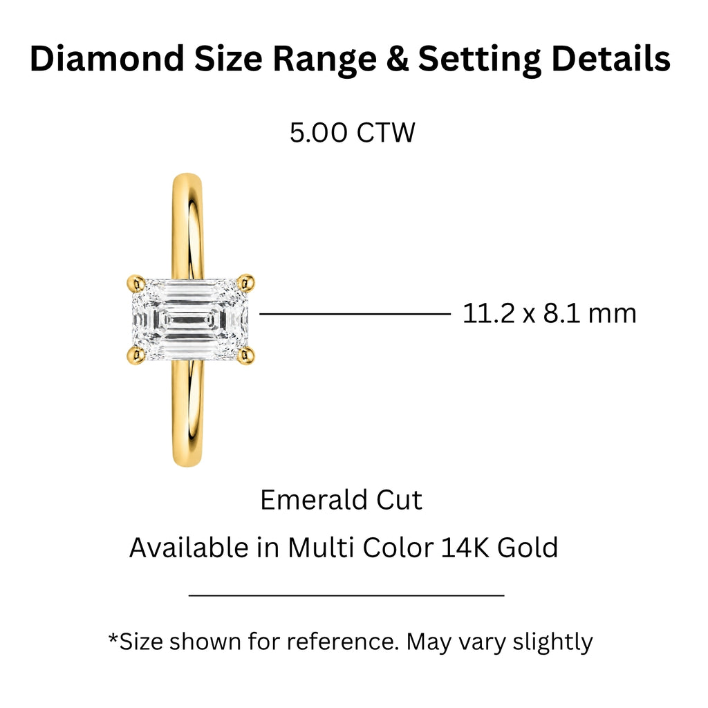 1.00-6.00 Carat T.W. Emerald-cut IGI Certified Lab Grown Diamond (F/VS+) 14K Gold Solitaire Ring