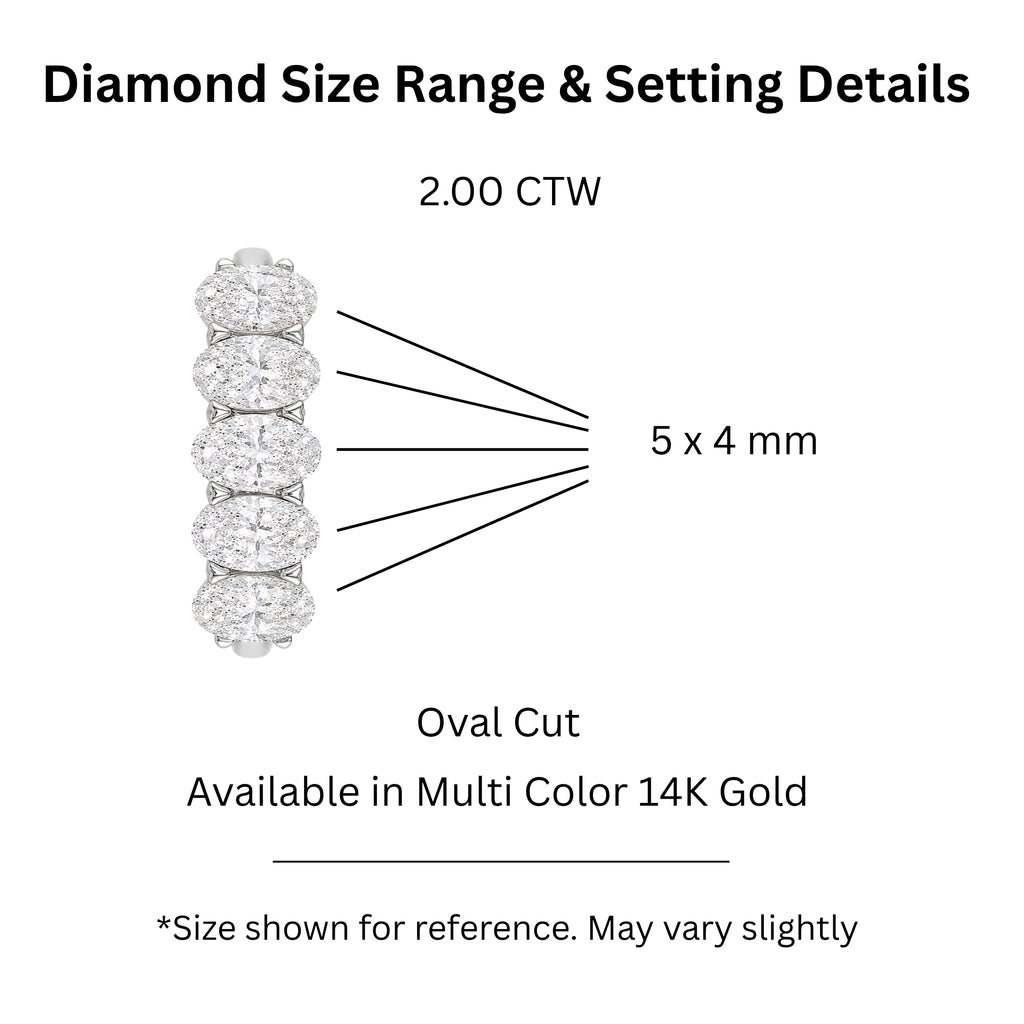2.00-3.00 Carat T.W. Oval-cut Lab Grown Diamond (F/VS+) 14K Gold 5 Stone Band Ring