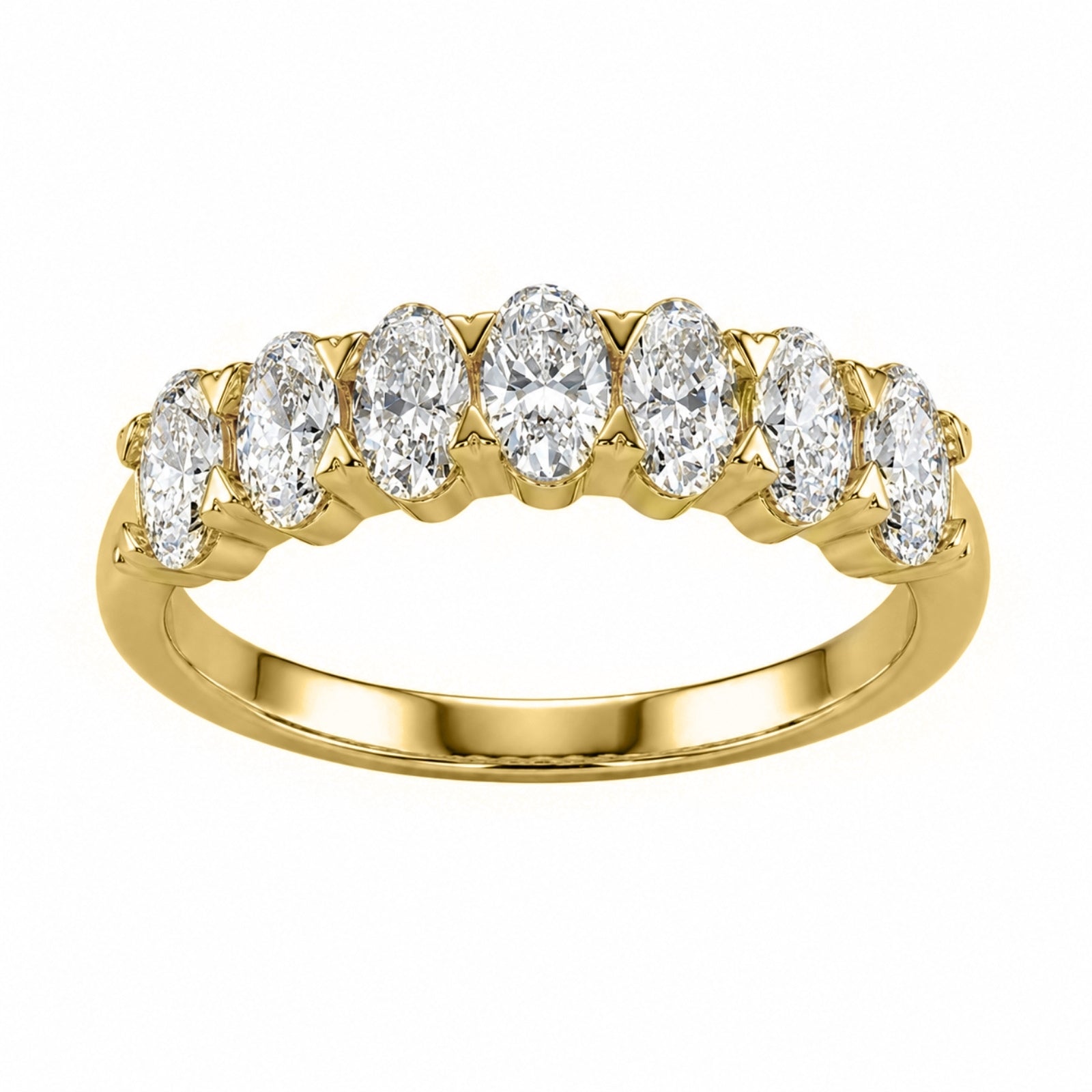 2.00 -3.00 Carat T.W. Oval-cut Lab Grown Diamond (F/VS+) 14K Gold 7 Stone Band Ring