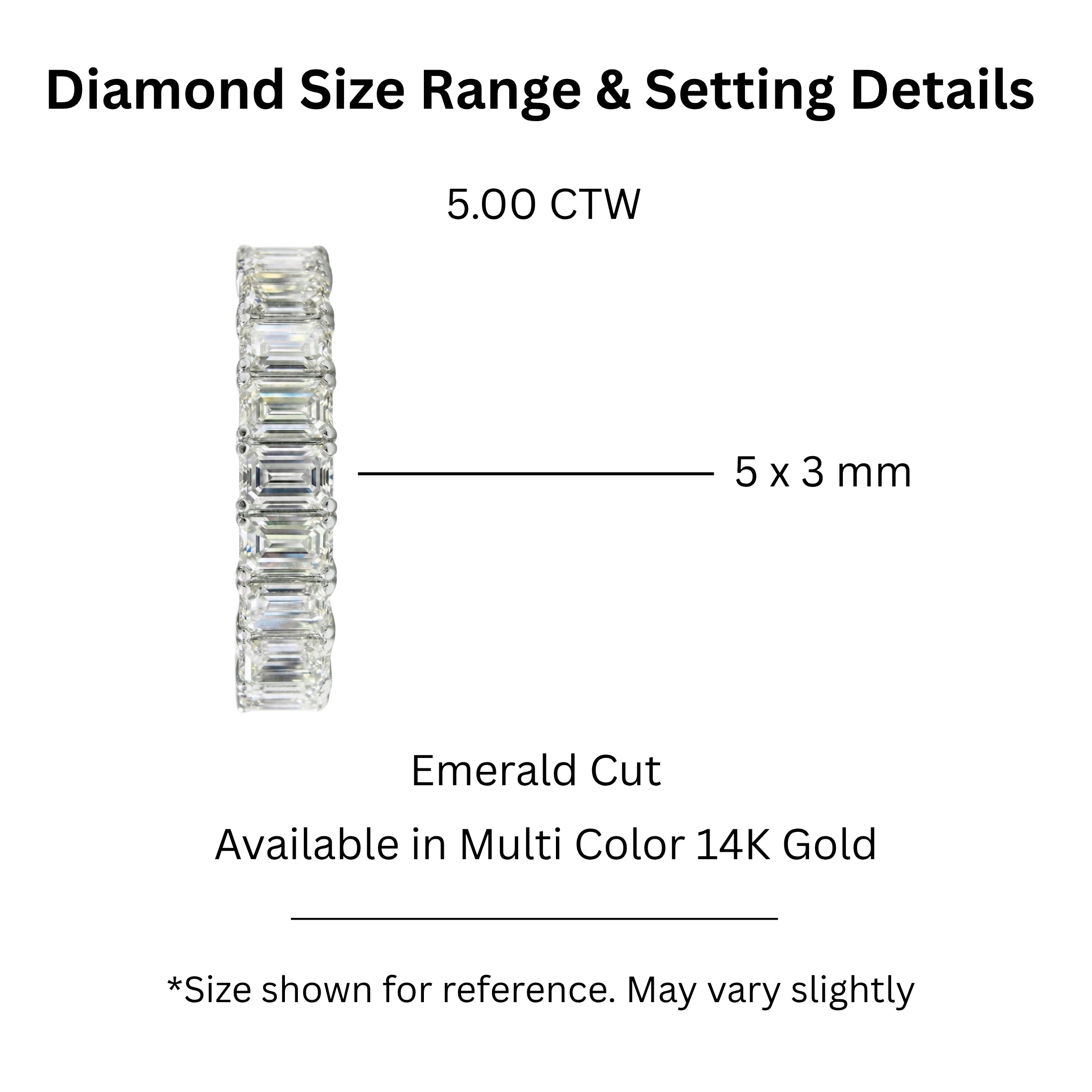 5.00 - 7.00 Carat T.W. Emerald-cut Lab Grown Diamond (F/VS+) 14K Gold Eternity Band Ring
