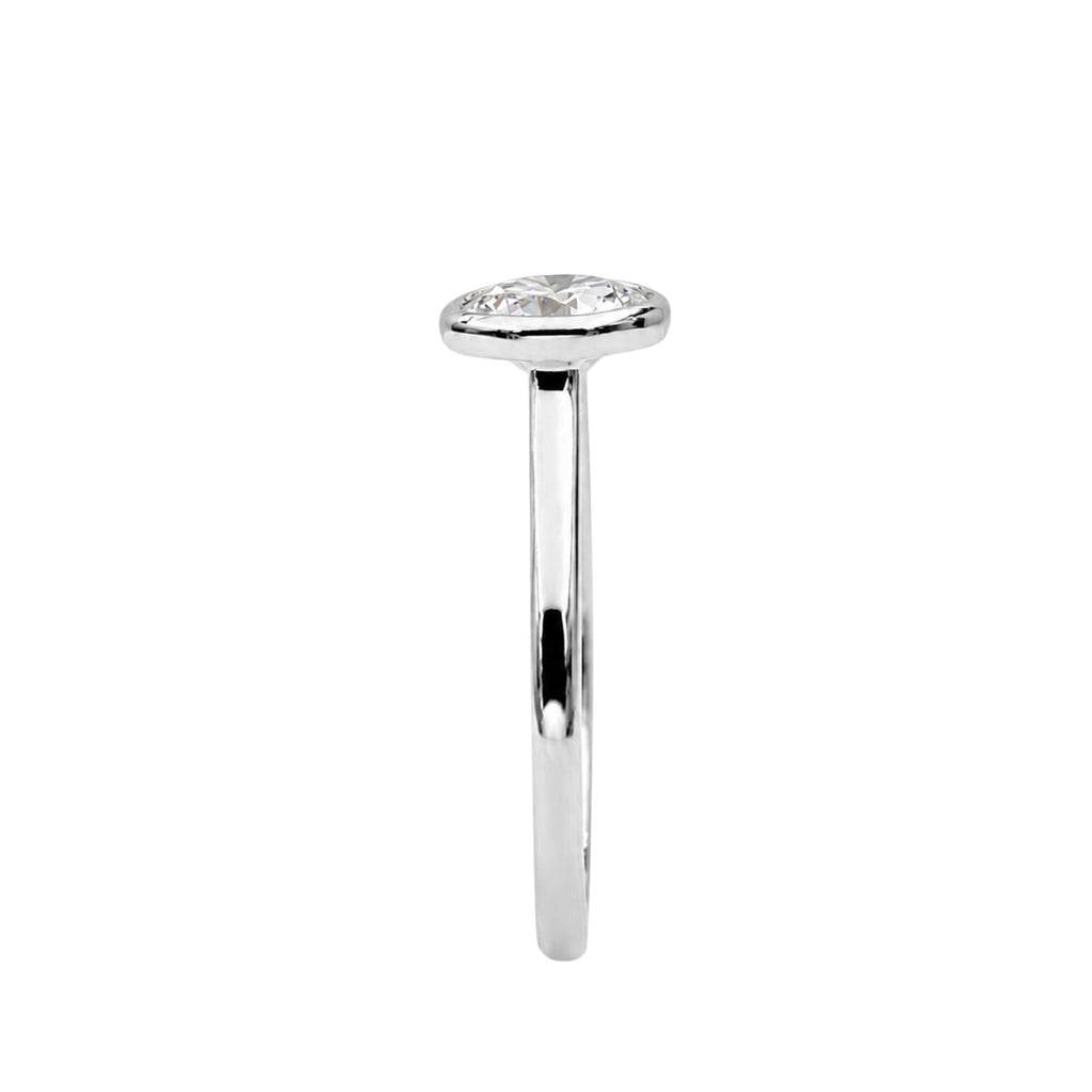 1.00-6.00 Carat T.W. Round-cut IGI Certified Lab Grown Diamond (F/VS+) 14K Gold Bezel Set Ring