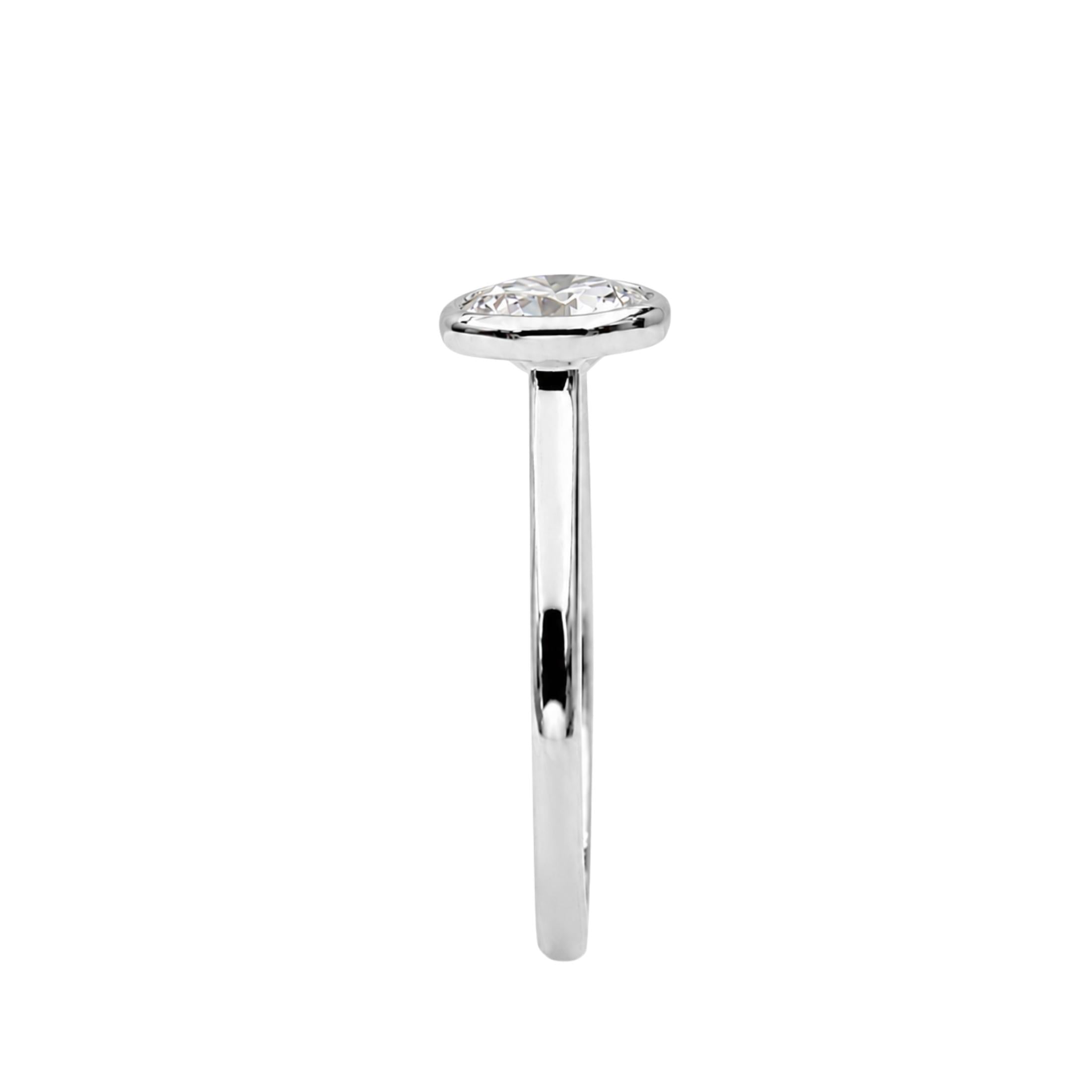 1.00-6.00 Carat T.W. Round-cut IGI Certified Lab Grown Diamond (F/VS+) 14K Gold Bezel Set Ring