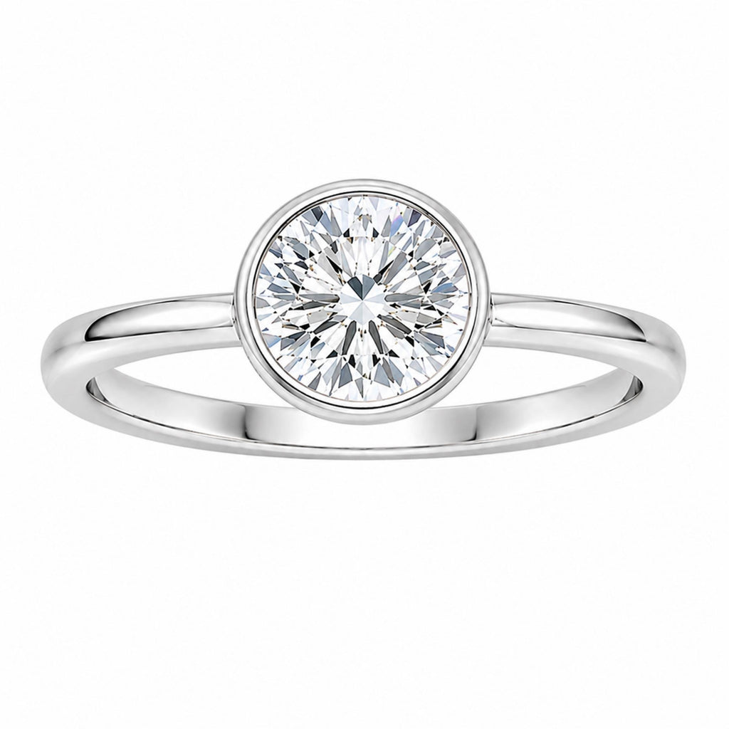 Diamonair Solitaire Ring Set - Lab Grown Diamond 14K Gold Bezel Solitaire Ring