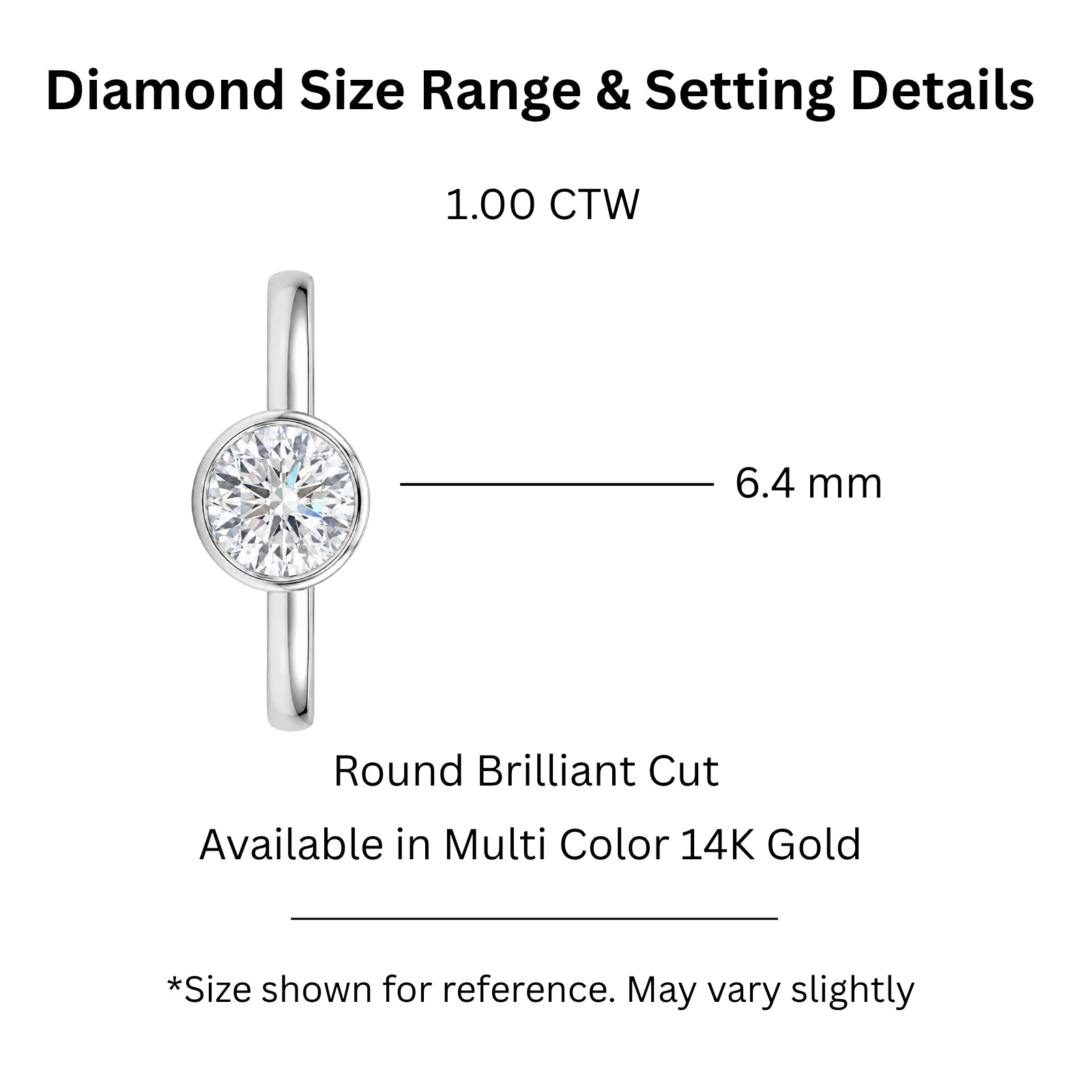 1.00-6.00 Carat T.W. Round-cut IGI Certified Lab Grown Diamond (F/VS+) 14K Gold Bezel Set Ring