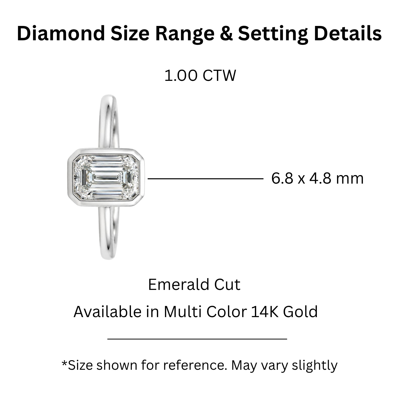 1.00-6.00 Carat T.W. Emerald-cut IGI Certified Lab Grown Diamond (F/VS+) 14K Gold Bezel Set Ring
