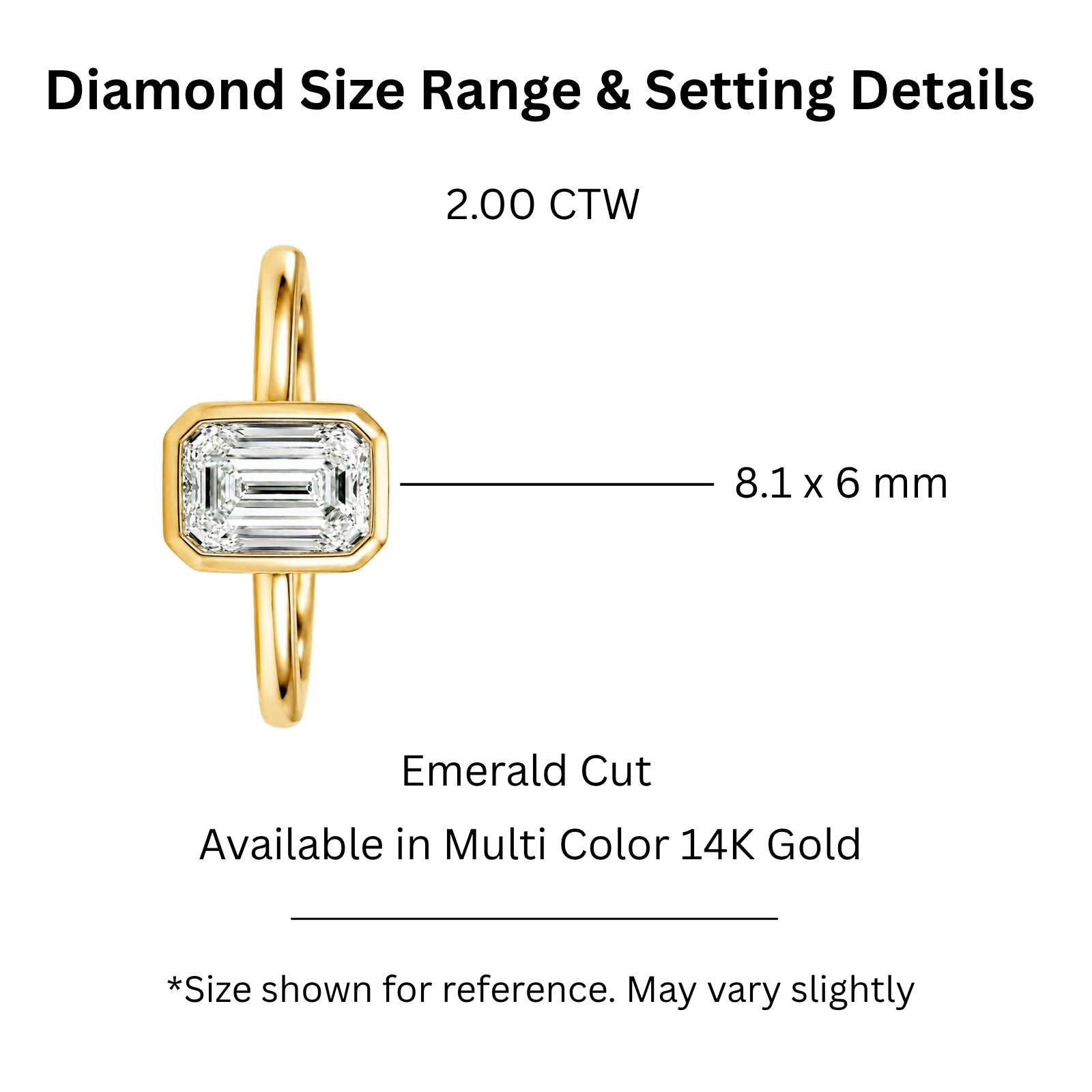 1.00-6.00 Carat T.W. Emerald-cut IGI Certified Lab Grown Diamond (F/VS+) 14K Gold Bezel Set Ring