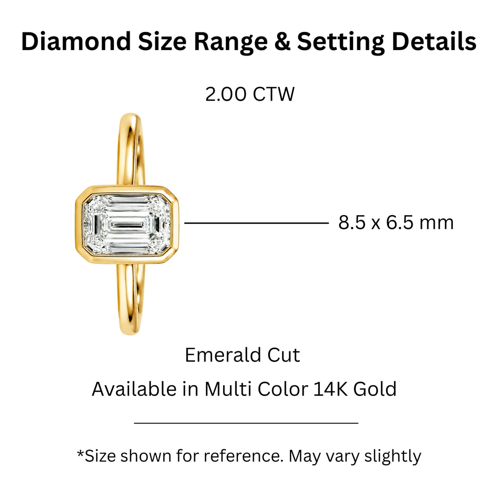 1.00-6.00 Carat T.W. Emerald-cut IGI Certified Lab Grown Diamond (F/VS+) 14K Gold Bezel Set Ring