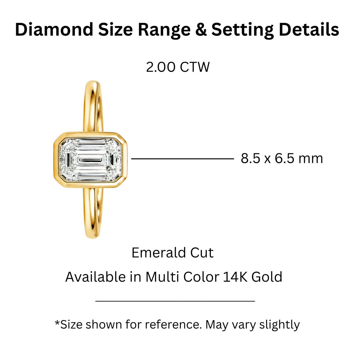 1.00-6.00 Carat T.W. Emerald-cut IGI Certified Lab Grown Diamond (F/VS+) 14K Gold Bezel Set Ring