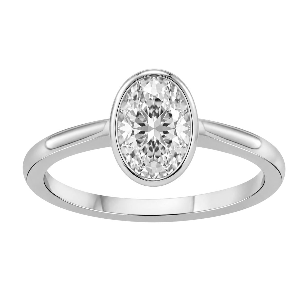 1-6 ctw Oval Cut Solitaire Bezel Engagement Ring