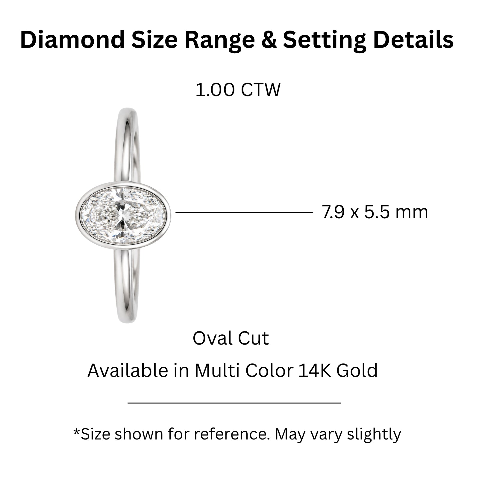 1.00-6.00 Carat T.W. Oval-cut IGI Certified Lab Grown Diamond (F/VS+) 14K Gold Bezel Set Ring