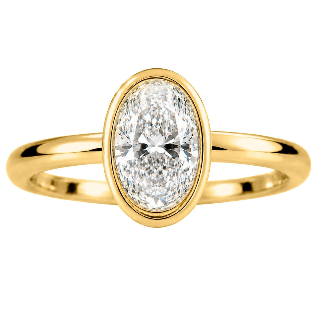 Diamonair Solitaire Ring Set - Lab Grown Diamond 14K Gold Bezel Solitaire Ring
