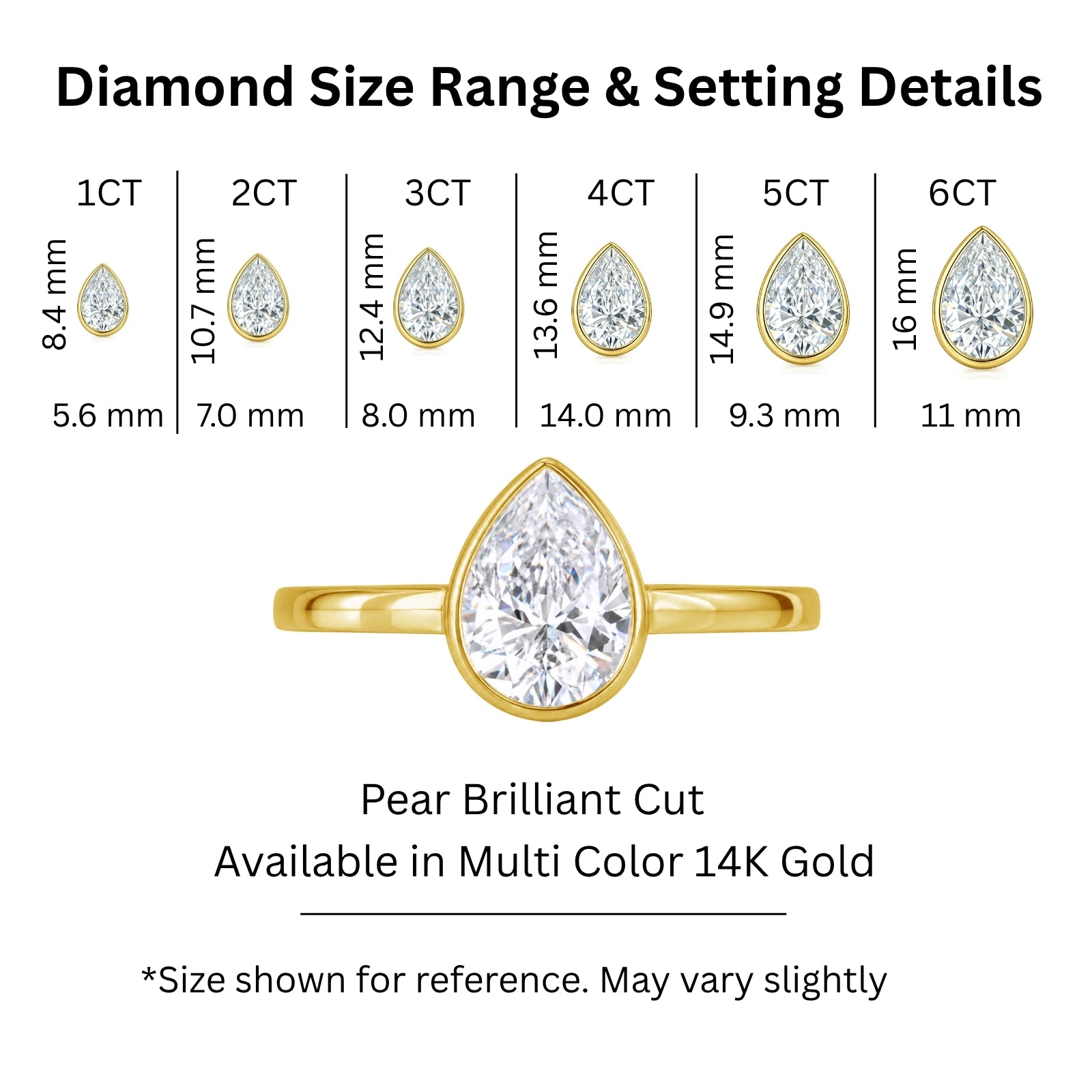 1.00-6.00 Carat T.W. Pear-cut IGI Certified Lab Grown Diamond (F/VS+) 14K Gold Bezel Set Ring