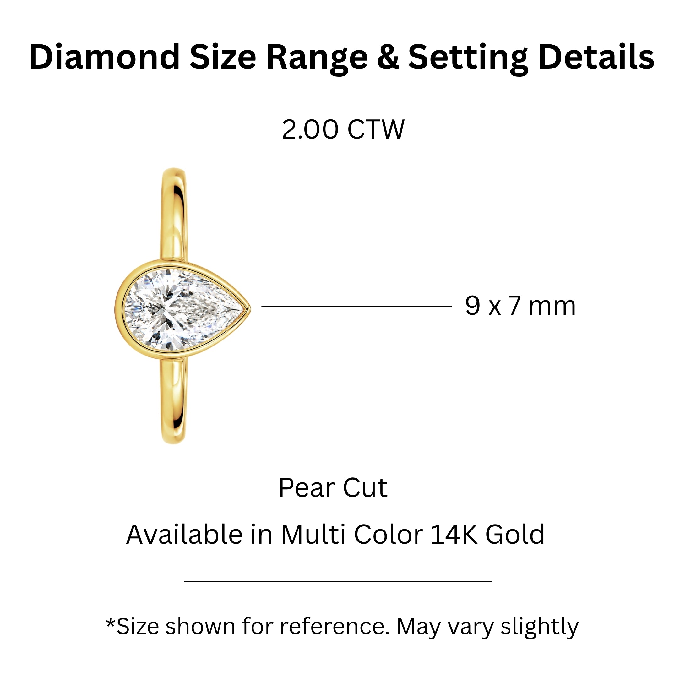 1.00-6.00 Carat T.W. Pear-cut IGI Certified Lab Grown Diamond (F/VS+) 14K Gold Bezel Set Ring