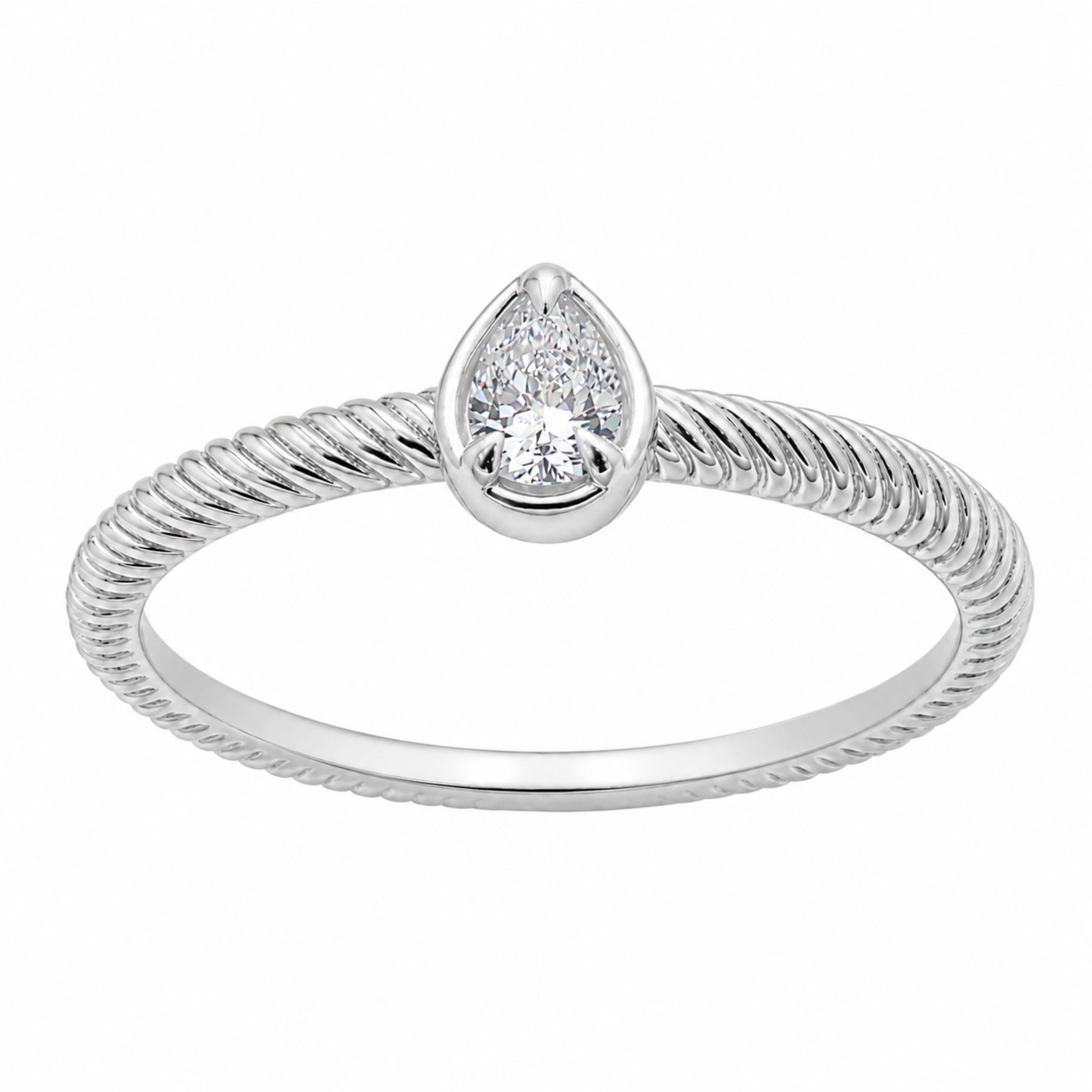 0.20 Carat T.W. Pear-cut Lab Grown Diamond (F/VS+) 14K Gold Ring