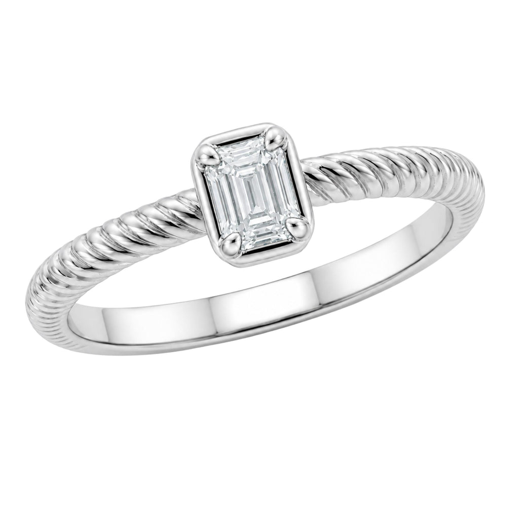 0.20 Carat T.W. Emerald-cut Lab Grown Diamond (F/VS+) 14K Gold Ring