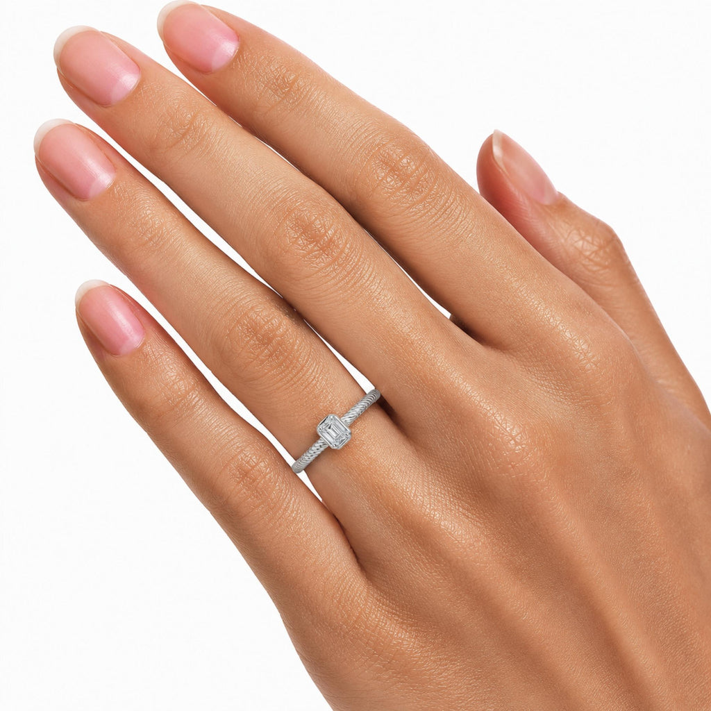 0.20 Carat T.W. Emerald-cut Lab Grown Diamond (F/VS+) 14K Gold Ring