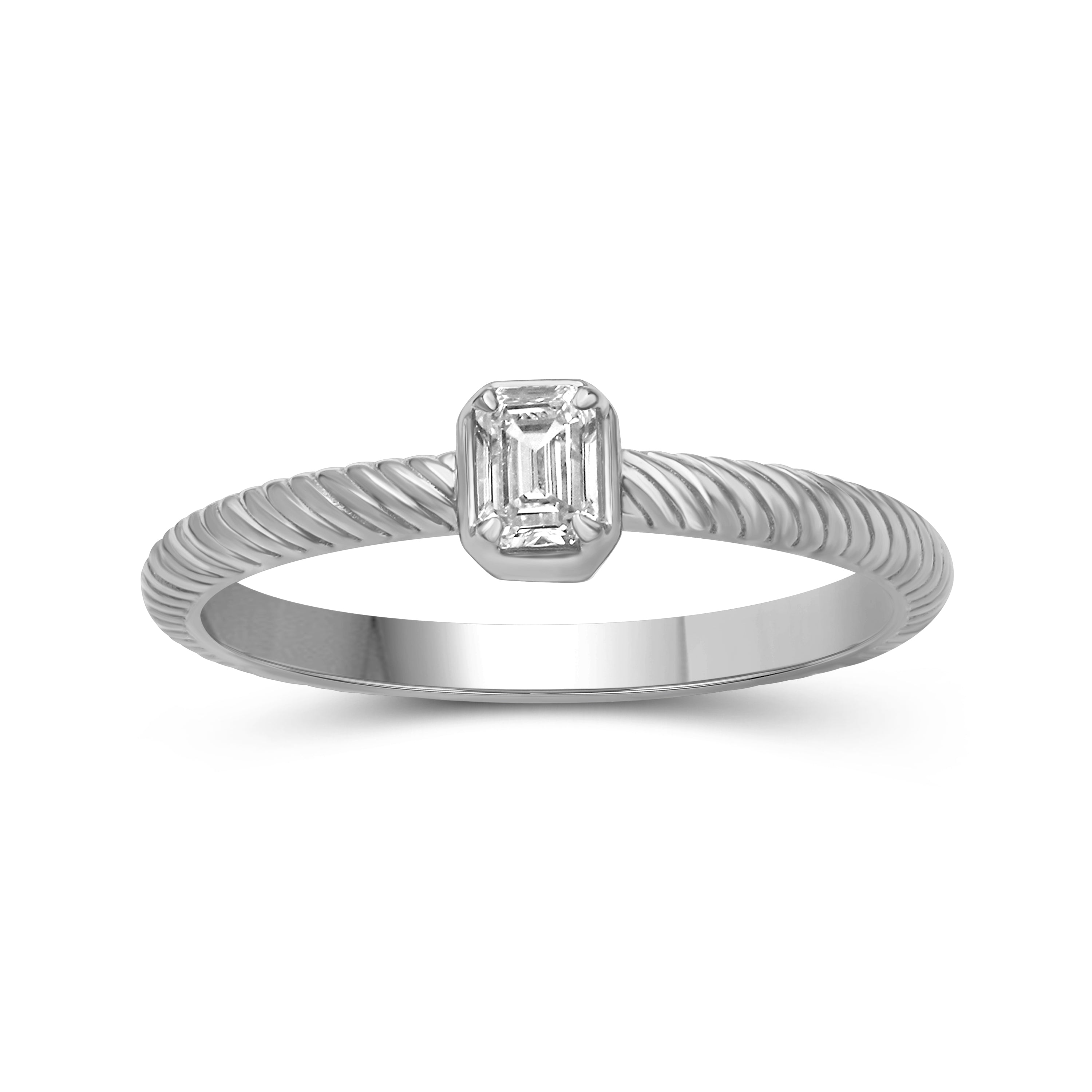 1/5 Carat T.W. Emerald-cut Lab Grown Diamond (F/VS+) 14K Gold Ring