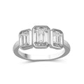 2.50 Carat T.W. Emerald-cut Lab Grown Diamond (F/VS+) 14K Gold Bezel Set 3 Stone Ring