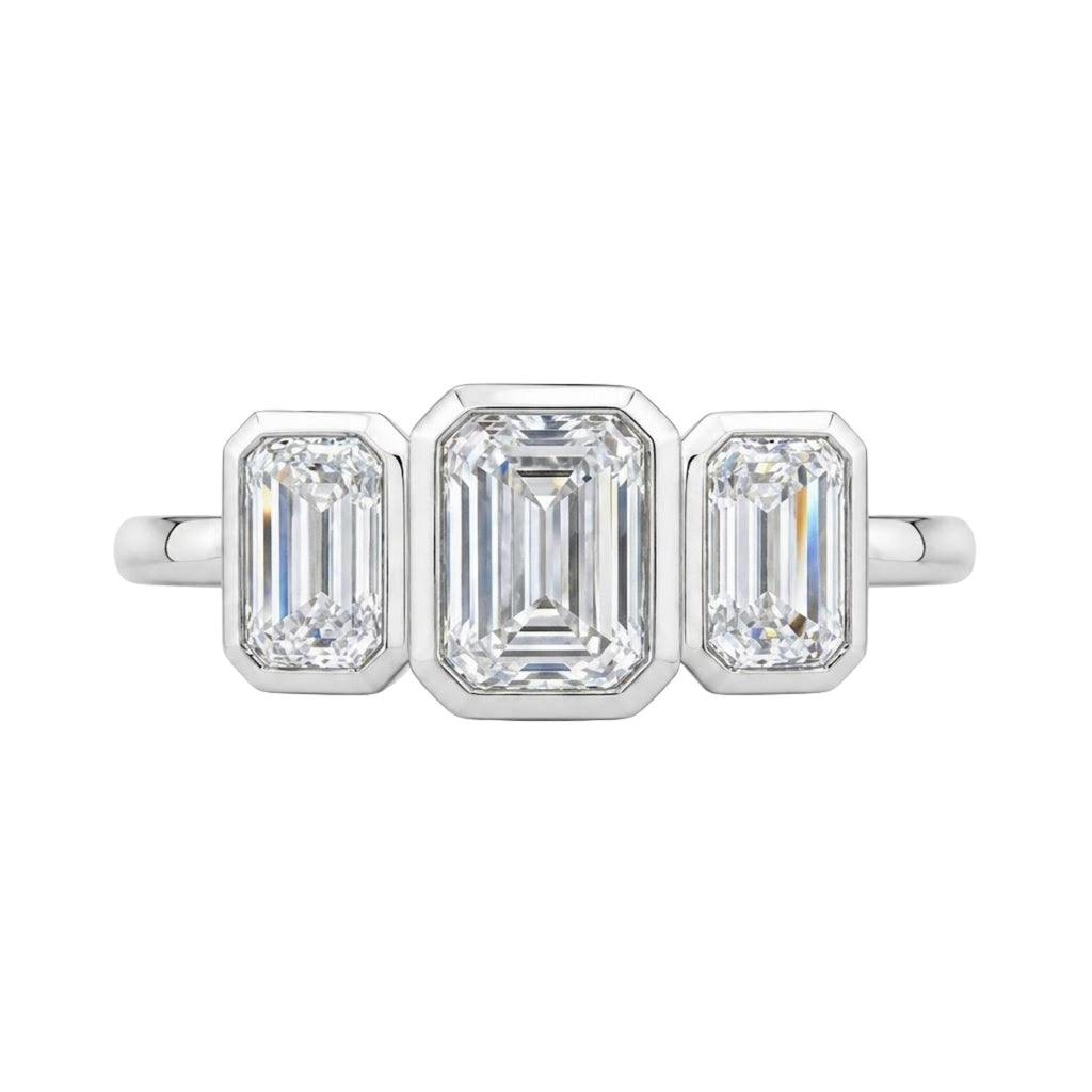Diamonair 3 Stone Bezel Ring set - Lab Grown Diamond 14K Gold 3 Stone Bezel Ring