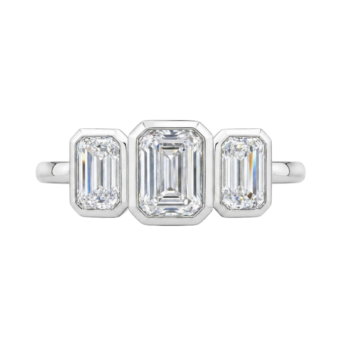 Diamonair 3 Stone Bezel Ring set - Lab Grown Diamond 14K Gold 3 Stone Bezel Ring