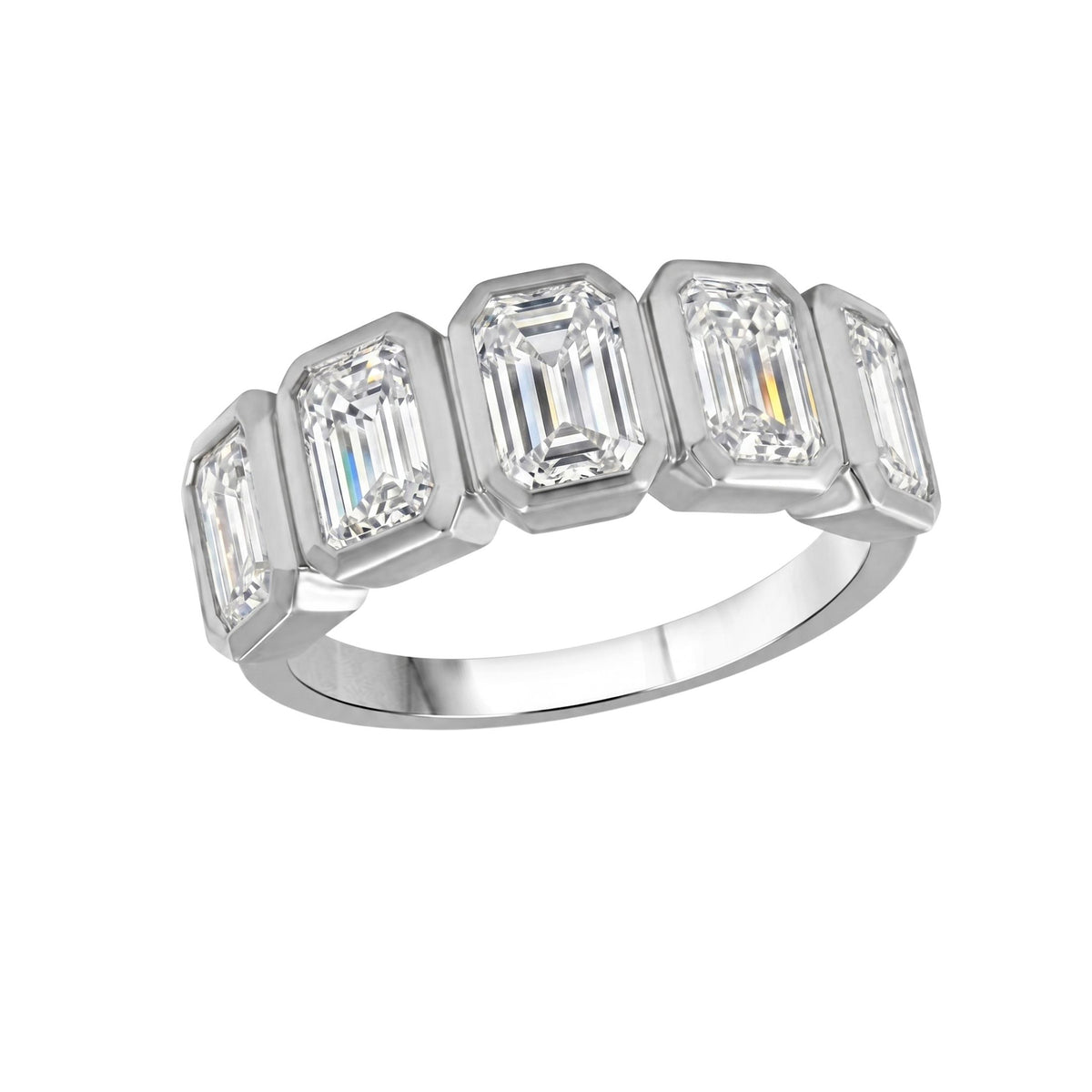 Diamonair 5 Stone Bezel Ring set - Lab Grown Diamond 14K Gold 5 Stone Bezel Ring