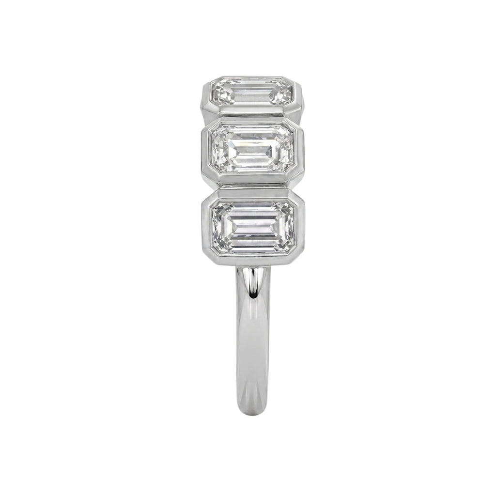 3.00 Carat T.W. Emerald-cut Lab Grown Diamond (F/VS+) 14K Gold Bezel Set 5 Stone Band Ring