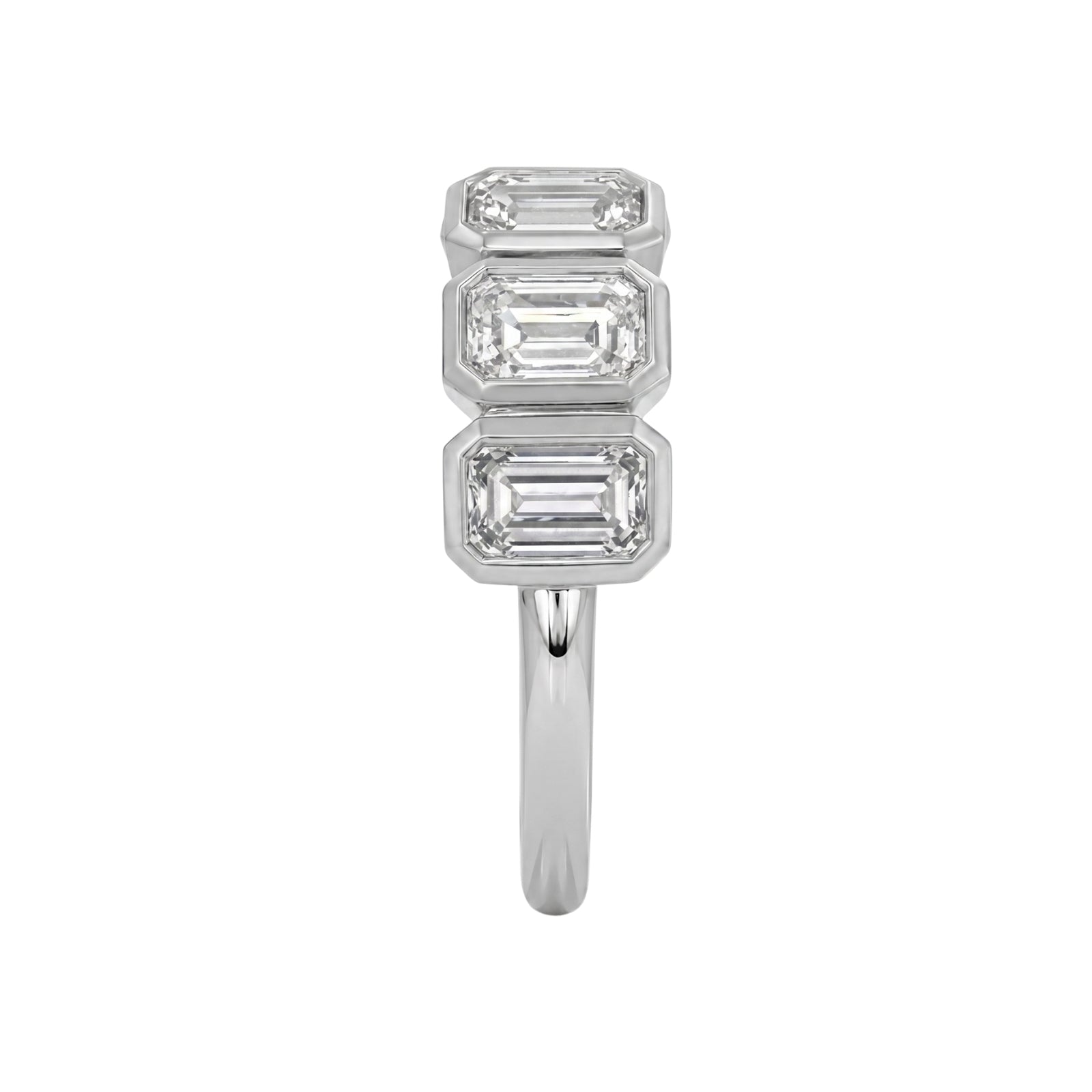 3.00 Carat T.W. Emerald-cut Lab Grown Diamond (F/VS+) 14K Gold Bezel Set 5 Stone Band Ring
