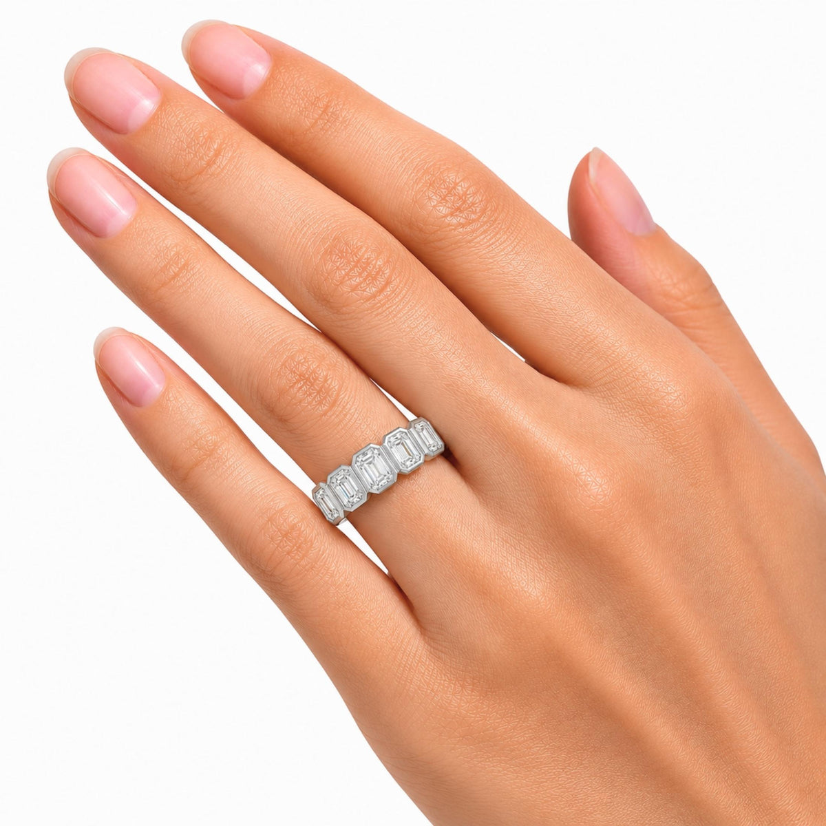 Diamonair 5 Stone Bezel Ring set - Lab Grown Diamond 14K Gold 5 Stone Bezel Ring