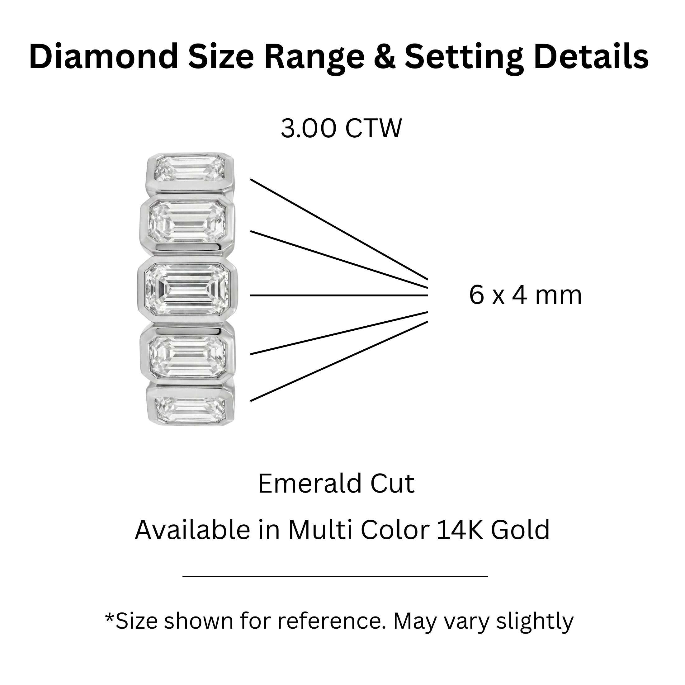 3.00 Carat T.W. Emerald-cut Lab Grown Diamond (F/VS+) 14K Gold Bezel Set 5 Stone Band Ring
