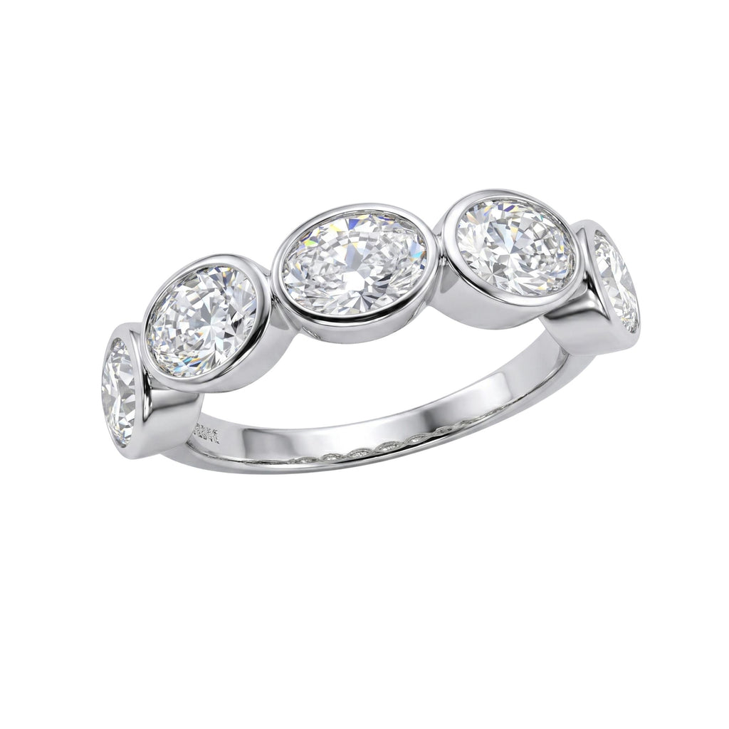 Diamonair 5 Stone Bezel Ring set - Lab Grown Diamond 14K Gold 5 Stone Bezel Ring