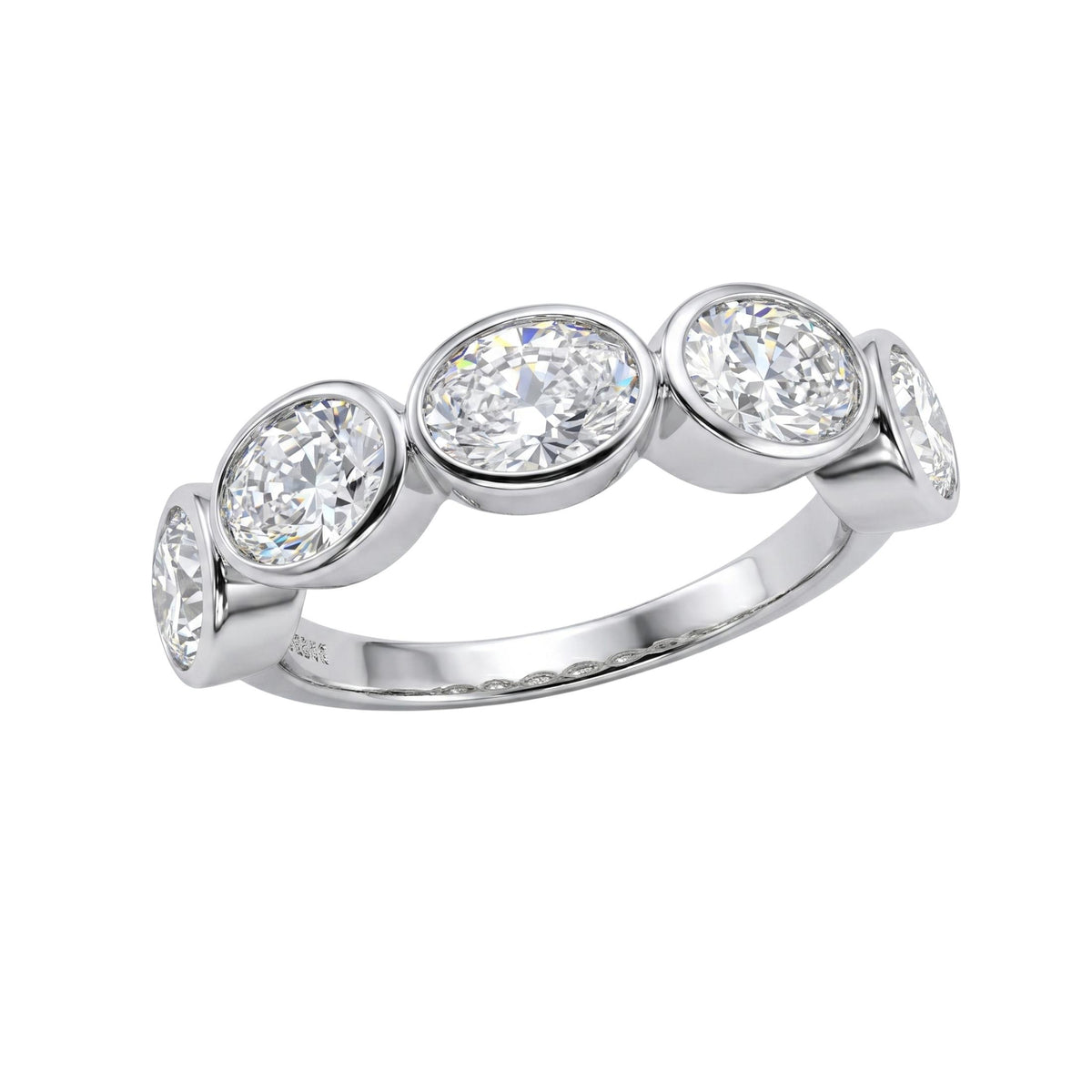 Diamonair 5 Stone Bezel Ring set - Lab Grown Diamond 14K Gold 5 Stone Bezel Ring