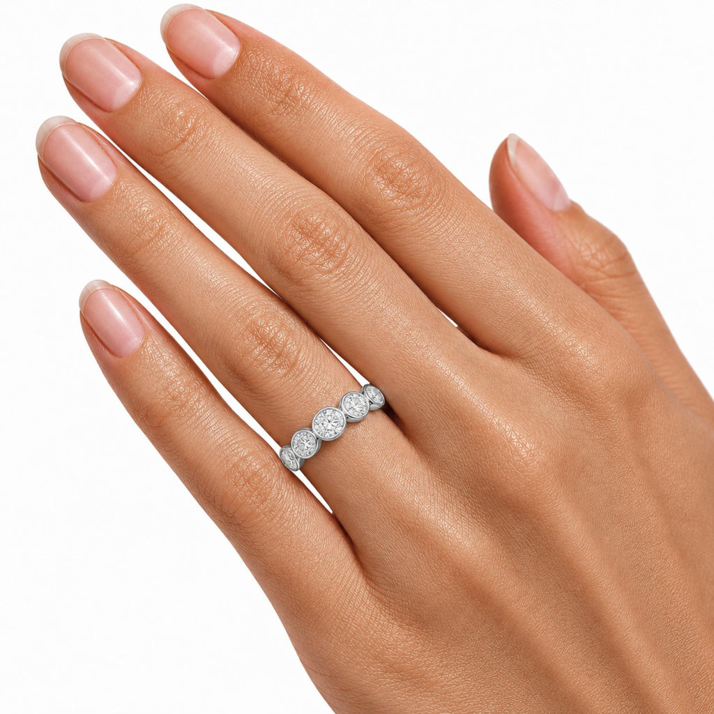 Diamonair 5 Stone Bezel Ring set - Lab Grown Diamond 14K Gold 5 Stone Bezel Ring