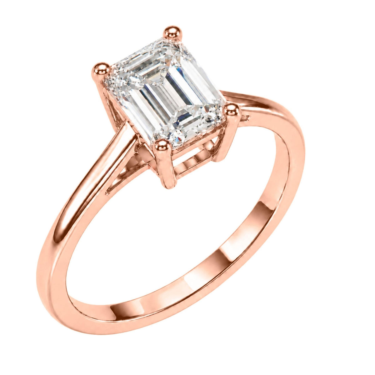 1.00-6.00 Carat T.W. Emerald-cut IGI Certified Lab Grown Diamond (F/VS+) 14K Gold Solitaire Ring