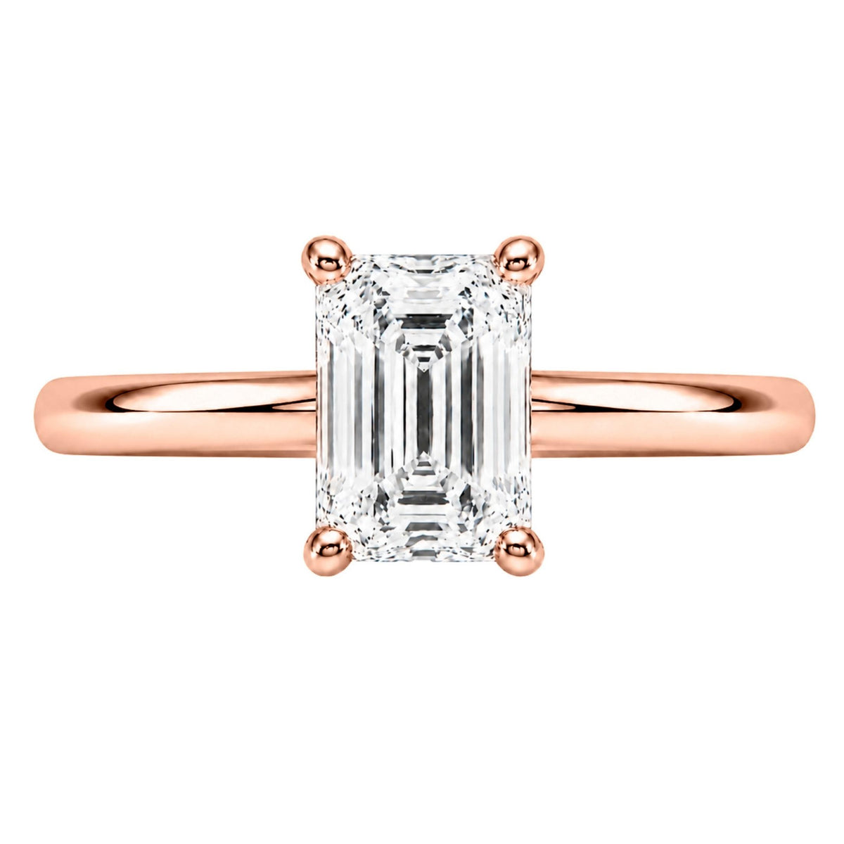 1.00-6.00 Carat T.W. Emerald-cut IGI Certified Lab Grown Diamond (F/VS+) 14K Gold Solitaire Ring