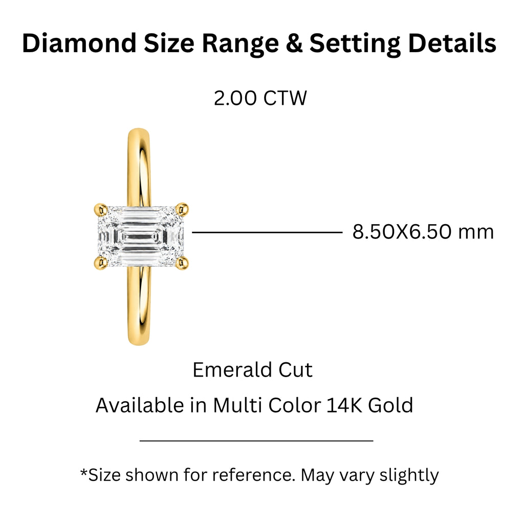 1.00-6.00 Carat T.W. Emerald-cut IGI Certified Lab Grown Diamond (F/VS+) 14K Gold Solitaire Ring