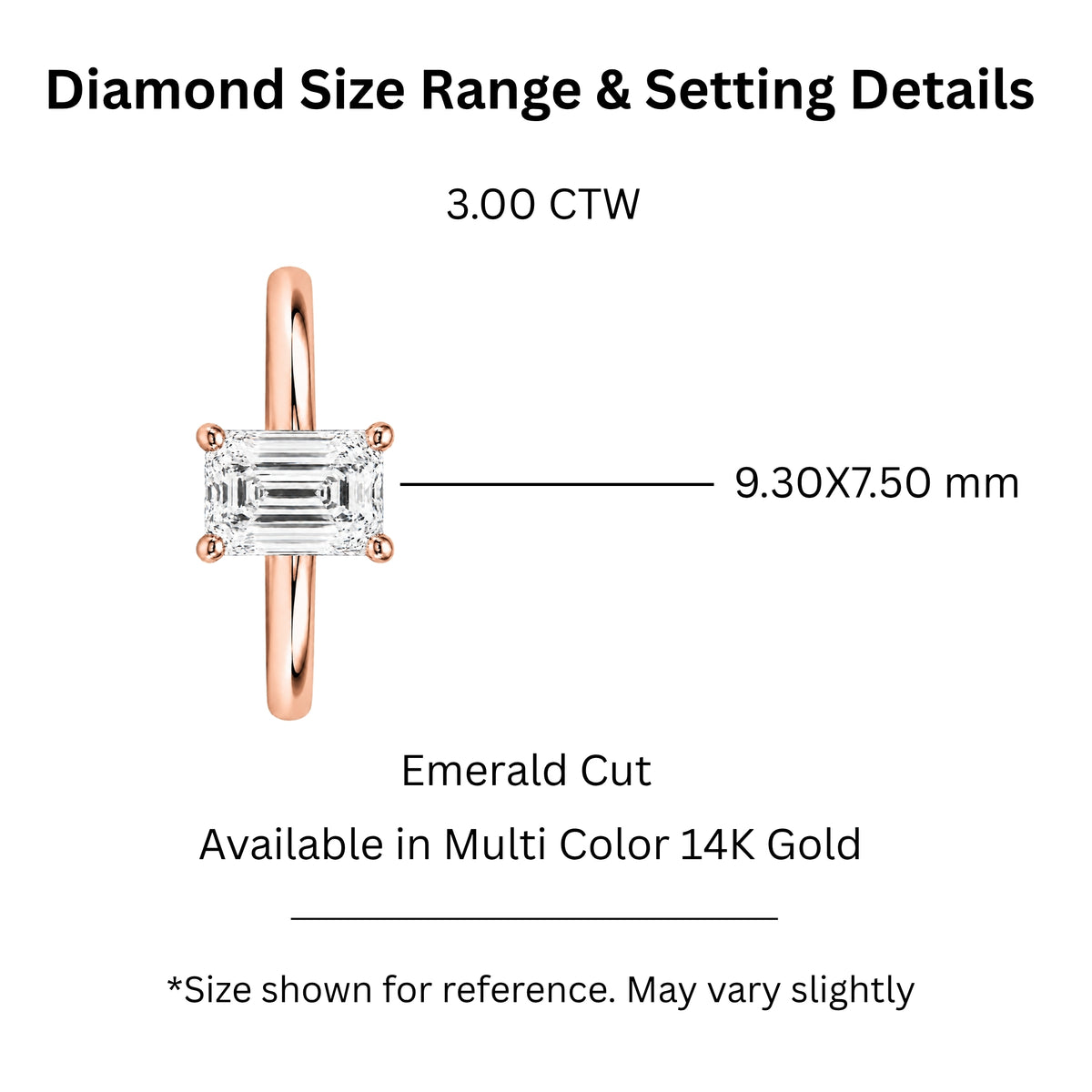 1.00-6.00 Carat T.W. Emerald-cut IGI Certified Lab Grown Diamond (F/VS+) 14K Gold Solitaire Ring